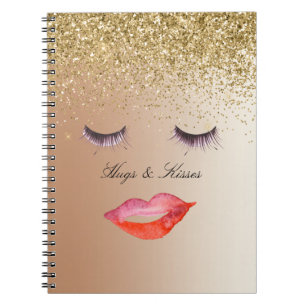 Eyelashes und Lippen Gold Glitzer Ombre Notizblock