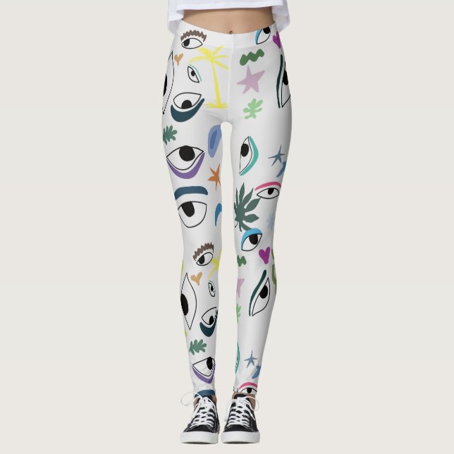 Eyes Abstrakt Art Pattern Leggings (Vorderseite)