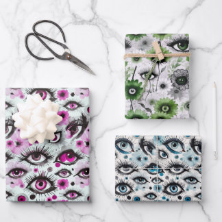 Eyes and Lashes Watercolor Florals Geschenkpapier Set
