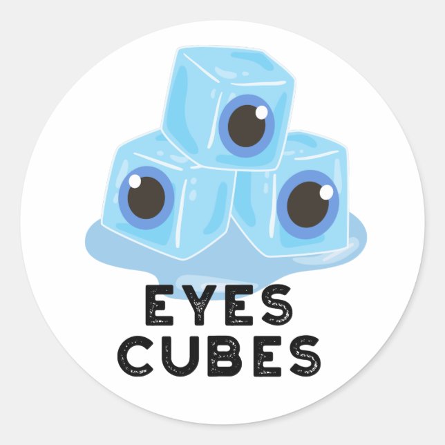Eyes Cubes Funny Ice Pub Runder Aufkleber (Vorderseite)