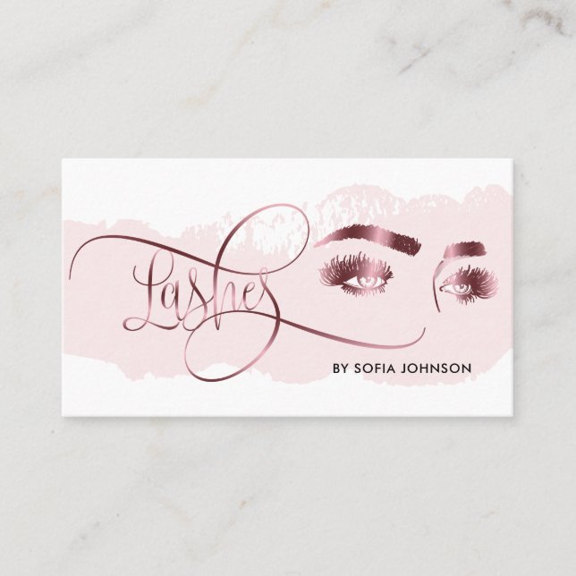 Eyes Lashes Makeup Eyebrow Rose Gold Microblading Visitenkarte (Vorderseite)