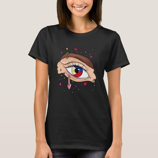 Eyes With Philippines Flag for Philippine People F T-Shirt (Vorderseite)