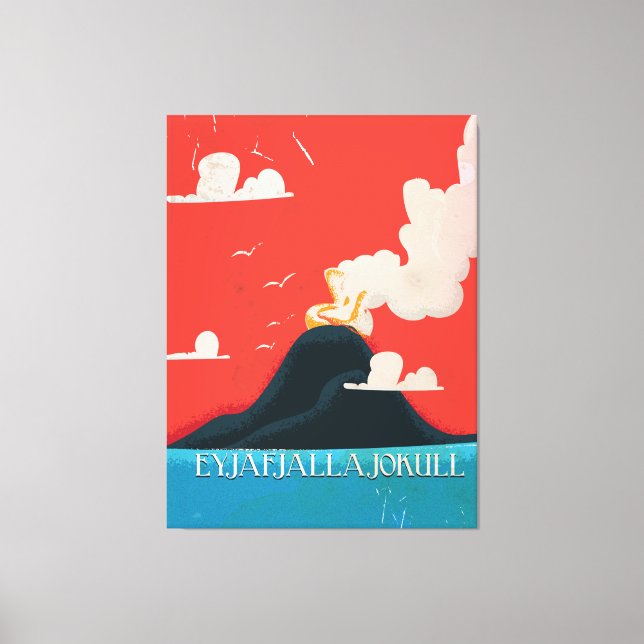Eyjafjallajokull Vintag Vacation Poster Art Leinwanddruck (Vorderseite)