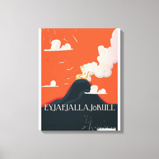 Eyjafjallajökull Volcano Travel Poster Leinwanddruck (Vorderseite)