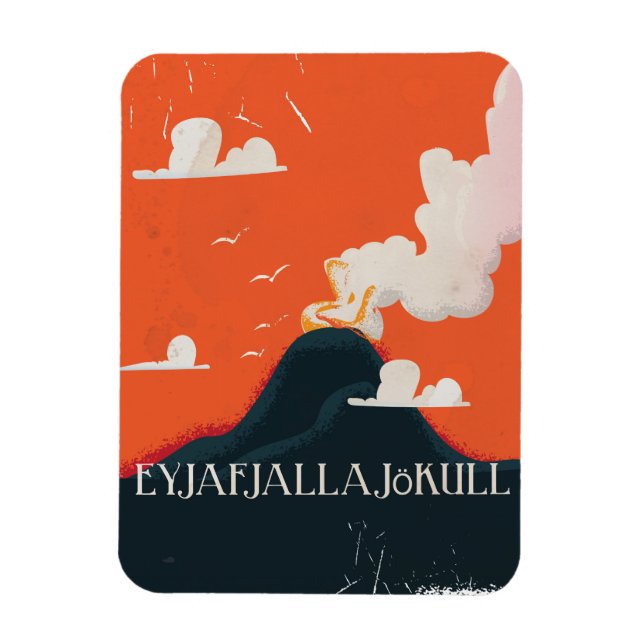Eyjafjallajökull Volcano Travel Poster Magnet (Vertikal)