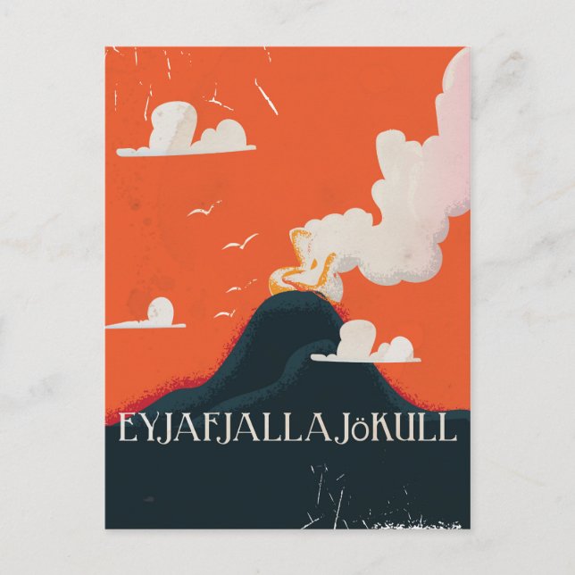 Eyjafjallajökull Volcano Travel Poster Postkarte (Vorderseite)