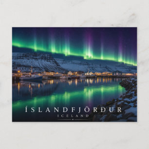 Eyjafjörður Fjord Island Nordlichter Postkarte