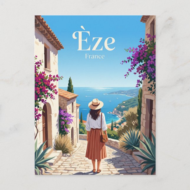 Èze Dorf Frankreich Postkarte (Vorderseite)