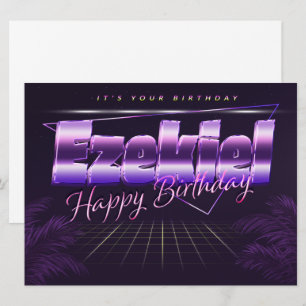 Ezekiel Name Vorname lila retro Karte Geburtstag