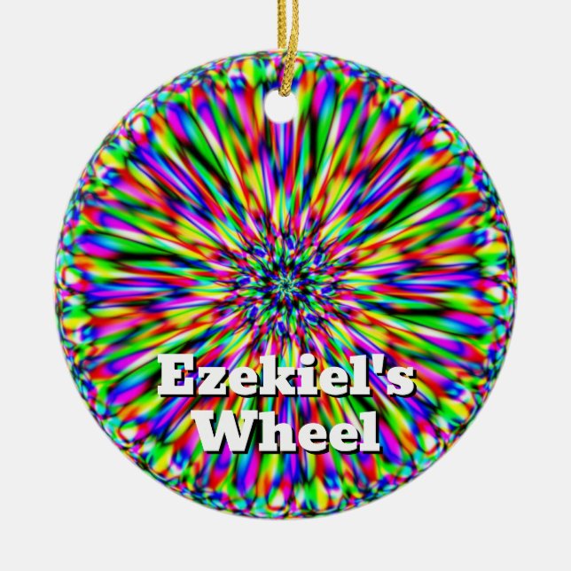 Ezekiels Rad (Sie können die Wörter ändern) Keramik Ornament (Vorne)