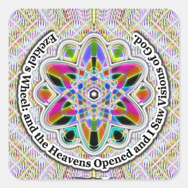 Ezekiels Rad: Visionen Gottes Quadratischer Aufkleber (Vorderseite)