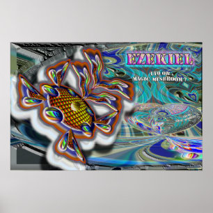 Ezekiels Wheel UFO oder Magic Mushroom-Poster Poster