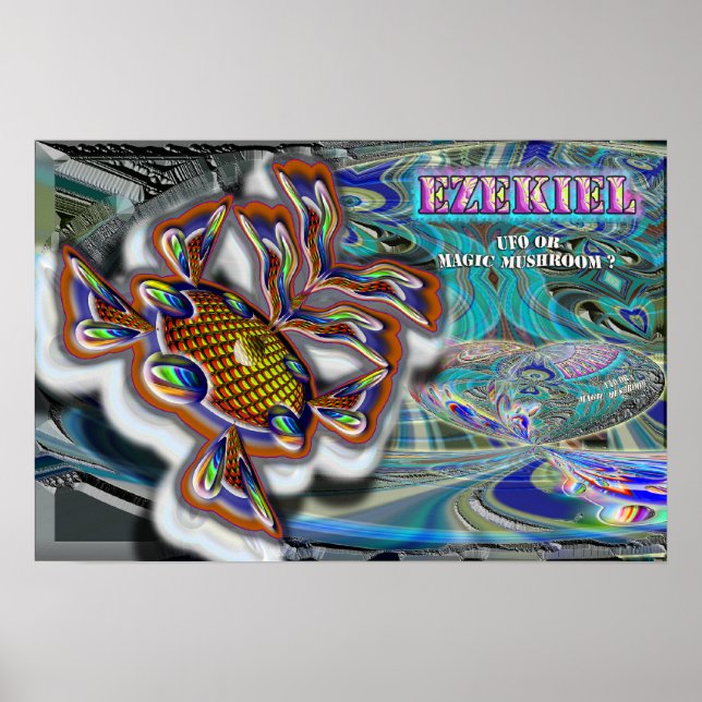 Ezekiels Wheel UFO oder Magic Mushroom-Poster Poster (Vorne)