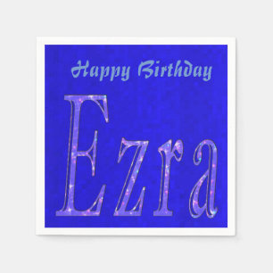 Ezra, Name, Logo, Blue Birthday Logo, Serviette