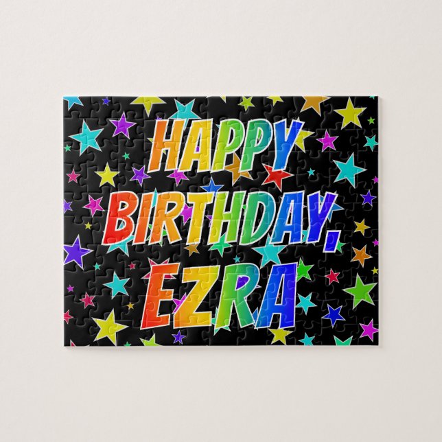 "EZRA" Vorname, Spaß "GLÜCKLICHER GEBURTSTAG" Puzzle (Horizontal)