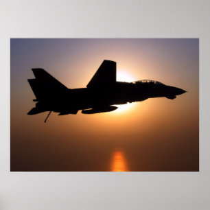 F14 bei Sonnenuntergang Poster