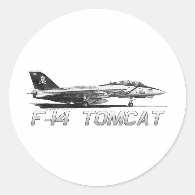 F14 Tomcat VF-103-Piratenflaggen - zeichnend Runder Aufkleber (Vorderseite)