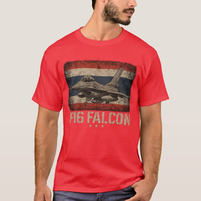 f16 falcon jet patriotische Vintage Flugzeuge T-Shirt (Vorderseite)