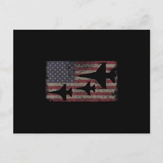 F16 Fighter Jet Plane USA Flag Patriot Ankündigungspostkarte (Vorderseite)