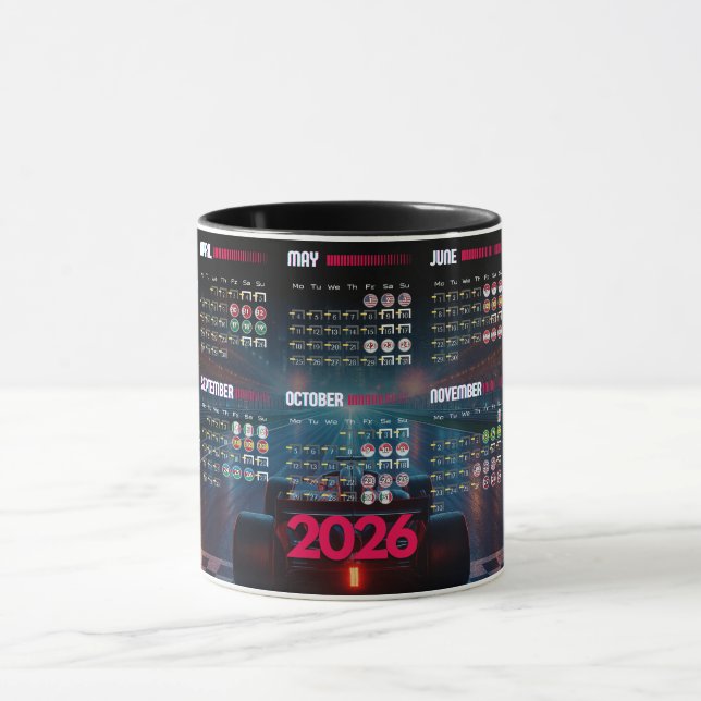 F1 2026 Calendar Mug Tasse (Zentrum)