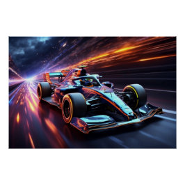 F1-Geschwindigkeits-Burning durch leichte Trails Poster