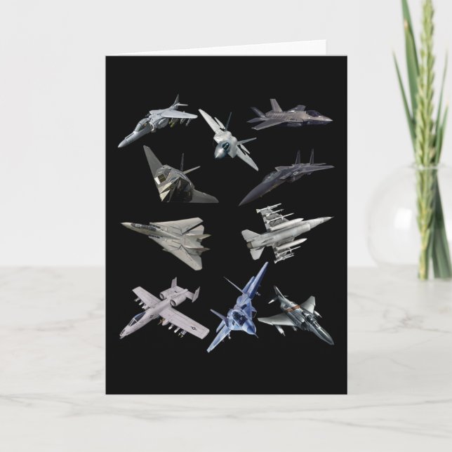 F22 Raptor F18 Hornet F4 Tomcat F35 F15 F16 F117 Karte (Vorderseite)
