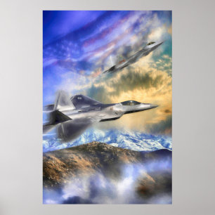 F22 RAPTOR JETS ÜBER AMERIKA POSTER