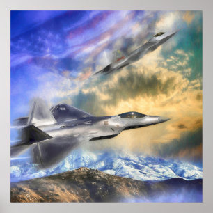 F22 RAPTOR JETS ÜBER AMERIKA POSTER
