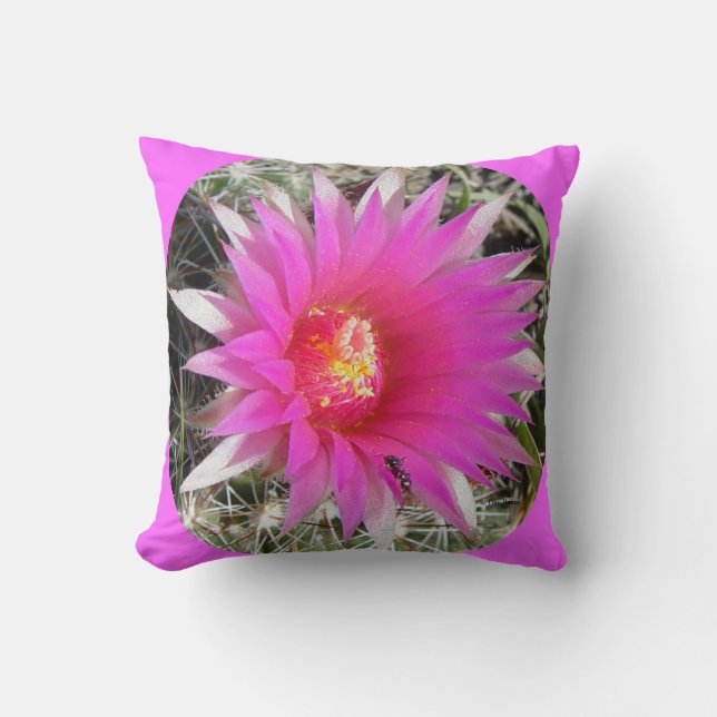 F29w Ball Cactus Blume "Escobaria vivipara" Kissen (Vorderseite)
