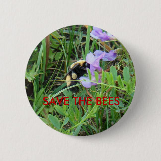 F2 Biene auf lila Wildblumen Button