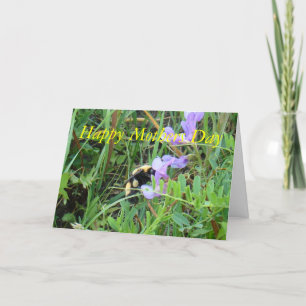 F2 Biene auf lila Wildblumen Karte