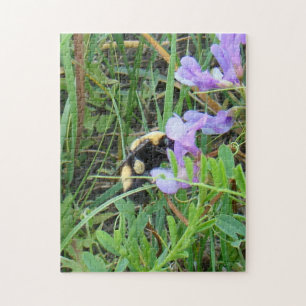 F2 Wilde Biene auf lila Wildblume Puzzle