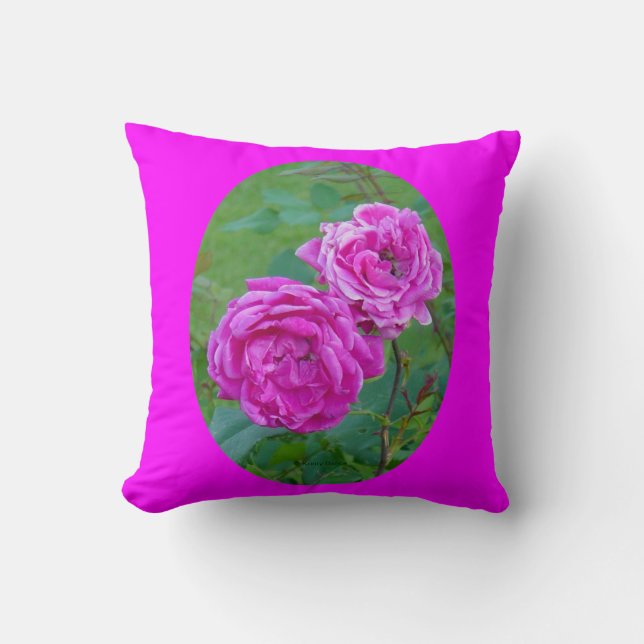 F38 Pink Garden Rose Kissen (Vorderseite)