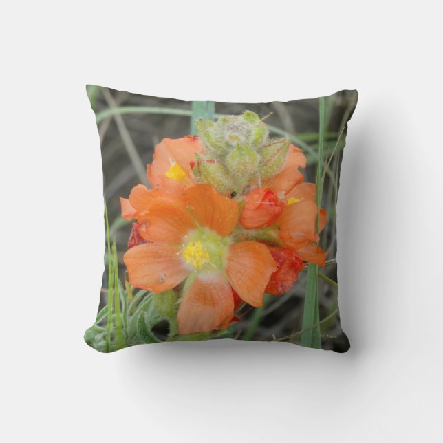 F40 Orangefarbene Wildblumen Kissen (Vorderseite)