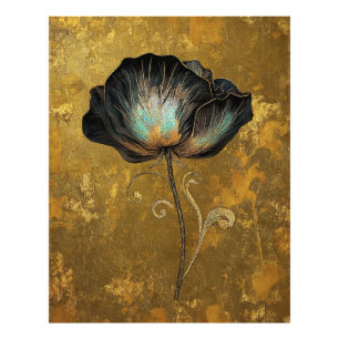 *~* F4 Elegante Blume Gold Vintag 14 Fotodruck