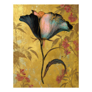 *~* F4  Elegante Blume Gold  Vintage 23 Fotodruck