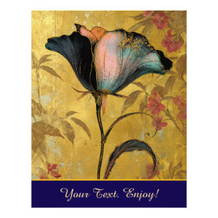 *~* F4 Elegante Blume Gold Vintage 23 Fotodruck