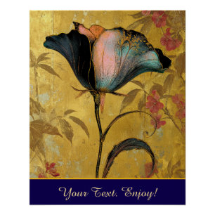 *~* F4 Elegante Blume Gold Vintage 23 Poster