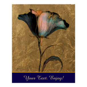 *~* F4 Elegante Blume Gold Vintage 23 Poster