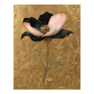 *~* F4  Elegante Blume Gold  Vintage 4 Fotodruck