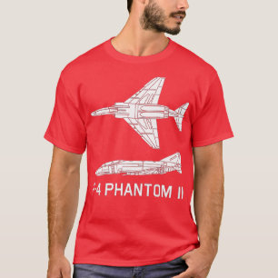 F4 Phantom II Jet Fighter Bomber Flugzeug Silhouet T-Shirt