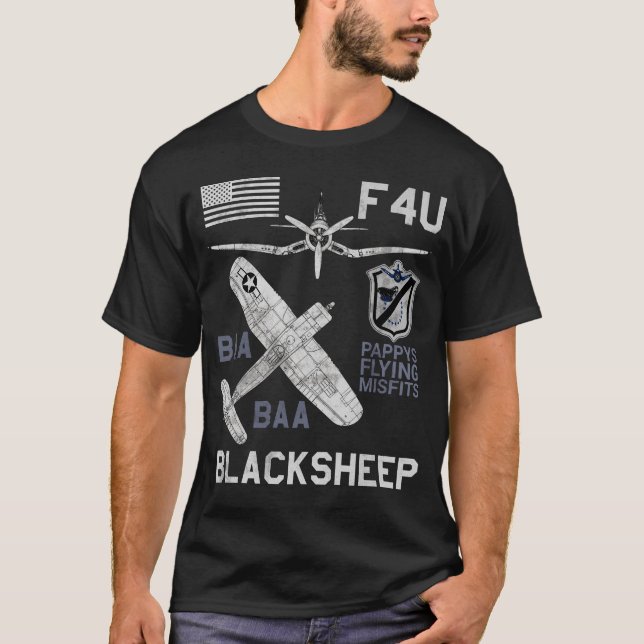 F4U Blackshadow WW2 Fighter Flugzeug T - Shirt (Vorderseite)