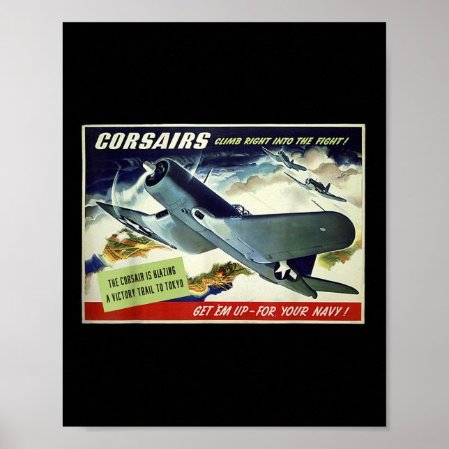 F4u Corsair US Warplane War Propaganda Ww2 Poster (Vorne)