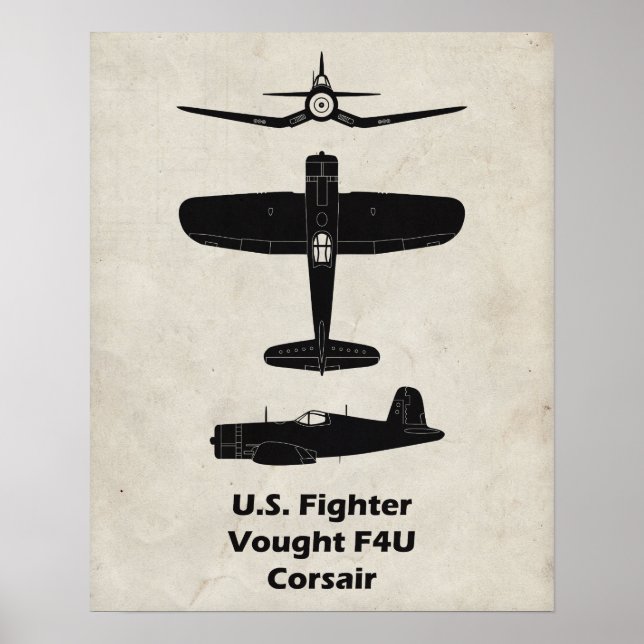 F4U Corsair WWII Flugzeugplakat - Geschenk für Pil Poster (Vorne)