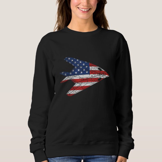 F-117 Stealth Nighthawk Aircraft American Flag F11 Sweatshirt (Vorderseite)