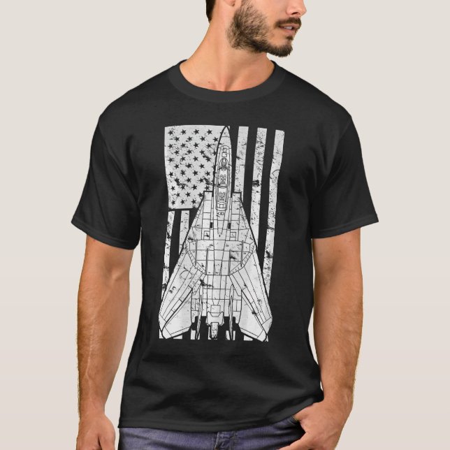 F-14 Tomcat Jet Fighter American Flag T-Shirt (Vorderseite)