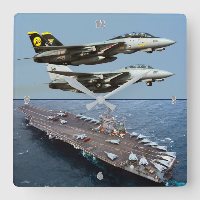 F-14 TOMCAT QUADRATISCHE WANDUHR (Vorderseite)
