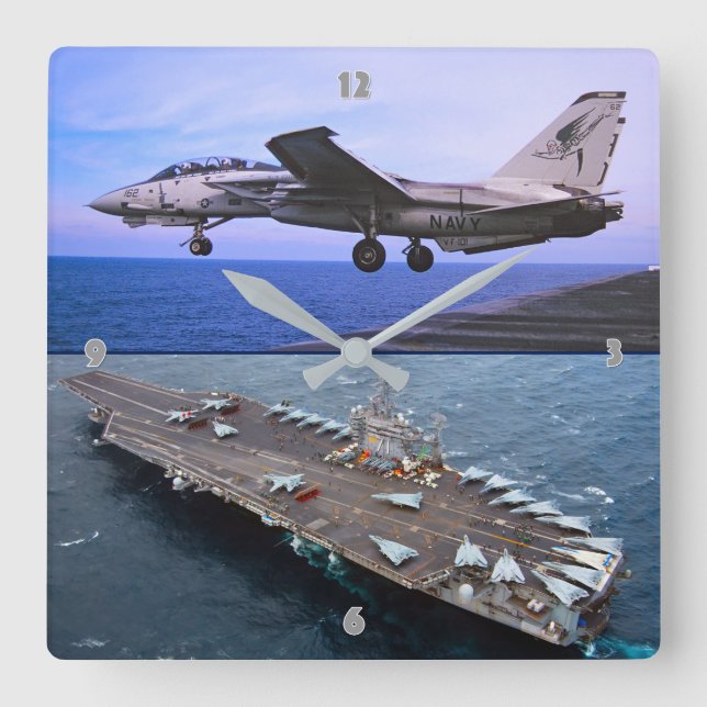 F-14 TOMCAT QUADRATISCHE WANDUHR (Vorderseite)