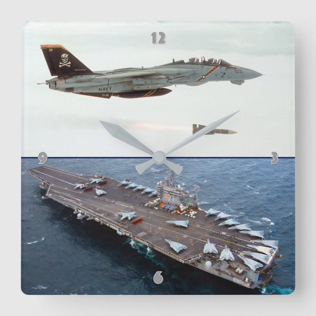 F-14 TOMCAT QUADRATISCHE WANDUHR (Vorderseite)