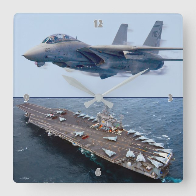 F-14 TOMCAT QUADRATISCHE WANDUHR (Vorderseite)